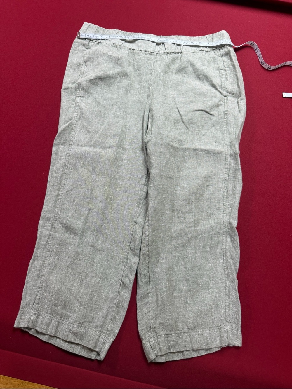 J. Jill Linen-Blend Wide Leg Pants - Light Gray khaki green never worn